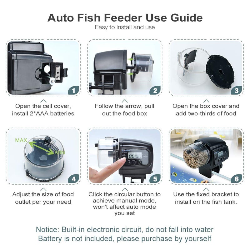 Lychee Aquarium Fish Feeder Vacation Aquarium Automatic Fish Food Dispenser Tank Feeder Timer Auto Feeders for Holiday Vacation Fish Dispenser (AF-2009) - Image 5